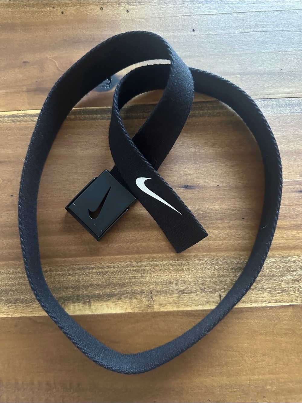 Nike Black Web Belt with White Swoosh